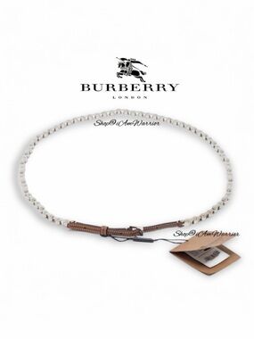 Authentic Burberry malt brown leather silver tone bicycle chain belt *iamwarrior
